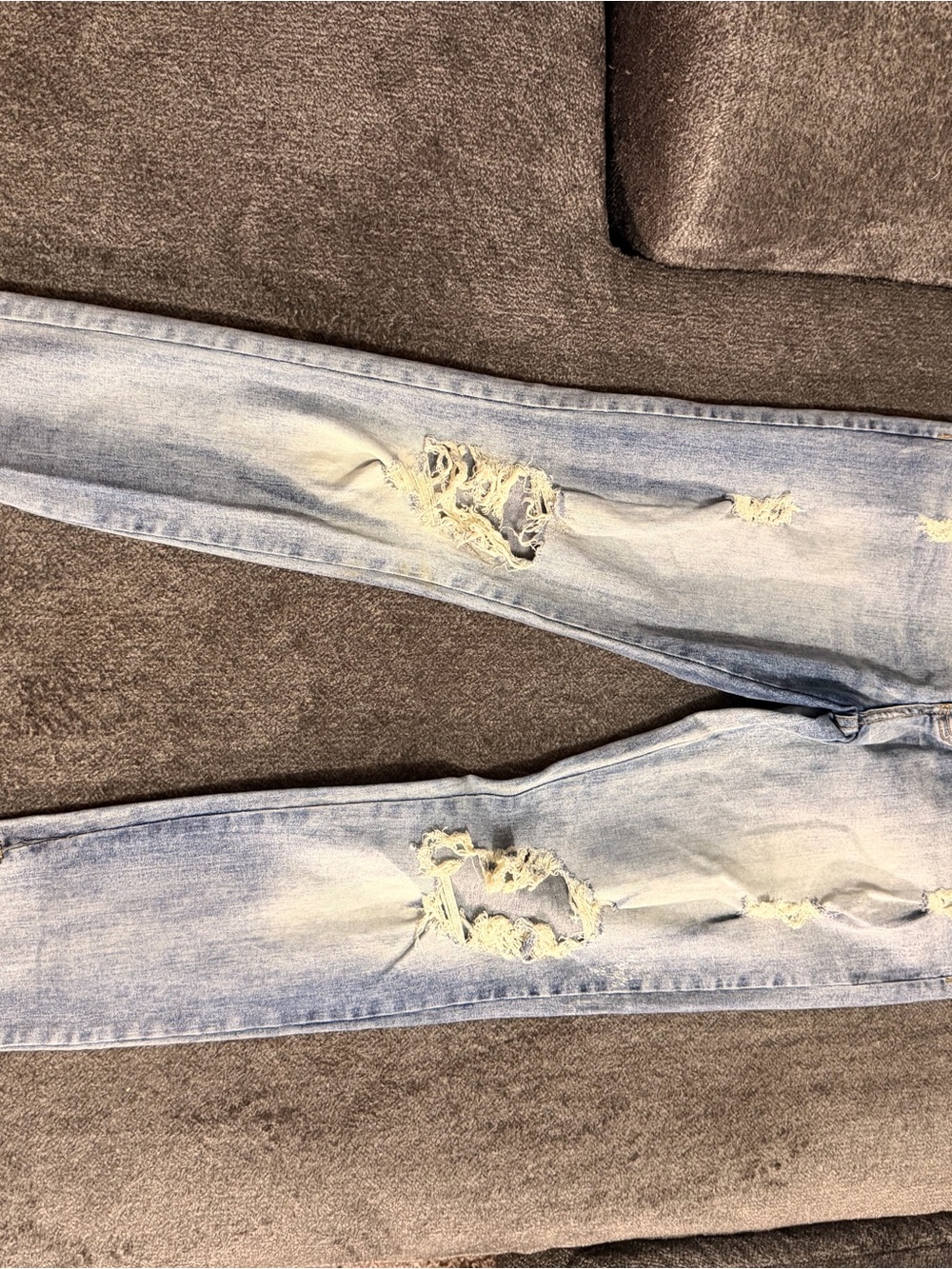 Boohoo Mens Light Blue Distressed Skinny Jeans